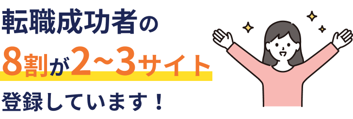 転職成功者の８割が2~3サイト 登録しています。